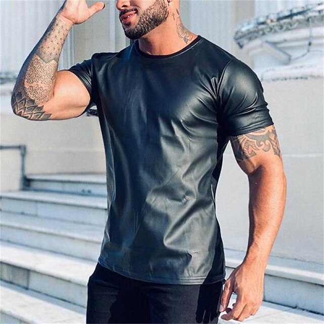

Men's T shirt Solid Colored Crew Neck Casual Daily Short Sleeve Tops Lightweight Fashion Big and Tall Sports Black