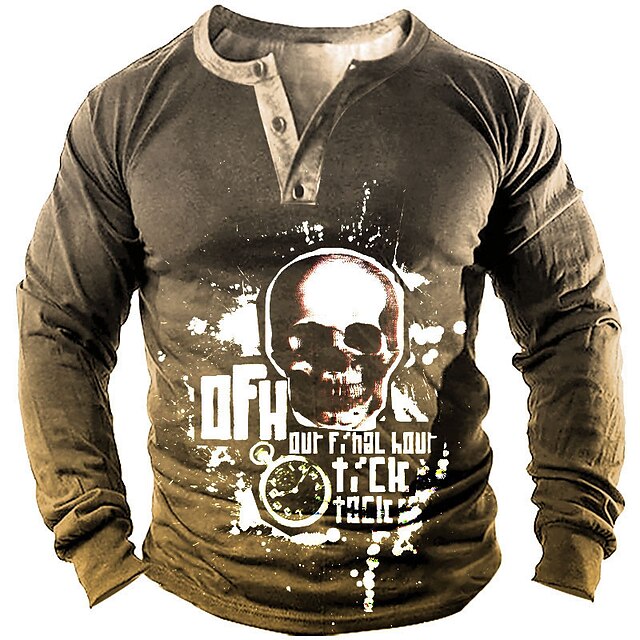 

Men's Sweatshirt Pullover Graphic Skull Sports Outdoor Casual Daily 3D Print Basic Casual Hoodies Sweatshirts Brown