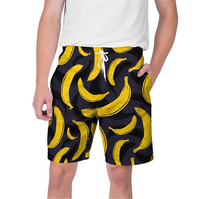 

Men's Streetwear Hawaiian Shorts Beach Shorts 3D Print Elastic Drawstring Design Short Pants Casual Daily Graphic Bandana Breathable Soft Mid Waist White Black Yellow S M L XL XXL