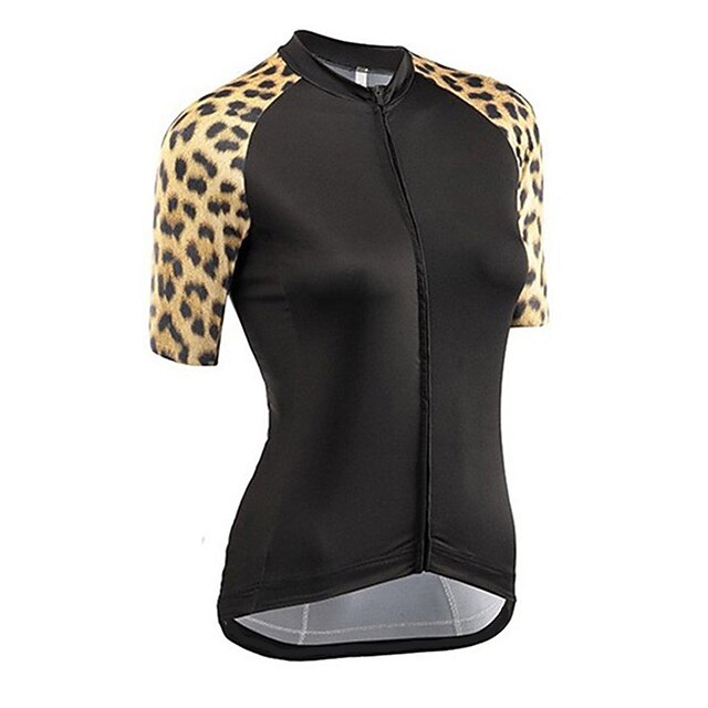 

21Grams Women's Short Sleeve Cycling Jersey Summer Spandex Black Leopard Bike Top Mountain Bike MTB Road Bike Cycling Quick Dry Moisture Wicking Sports Clothing Apparel / Stretchy / Athleisure