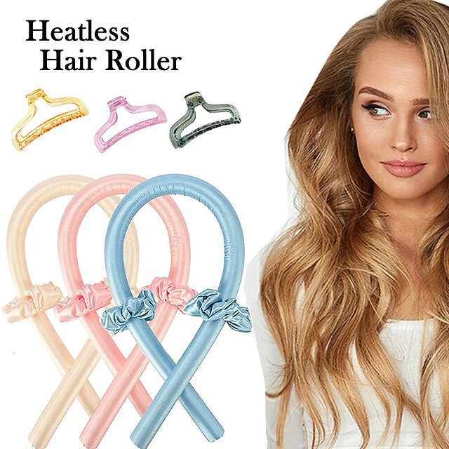 

Heatless Hair Curlers Rollers Heatless Curling Rod Headband No Heat Silk Ribbon Curling Rod Hair Roller Curls with Hair Claw Clip Lazy Natural Soft Wave DIY Hair Rollers Styling Tool for Sleep in Overnight