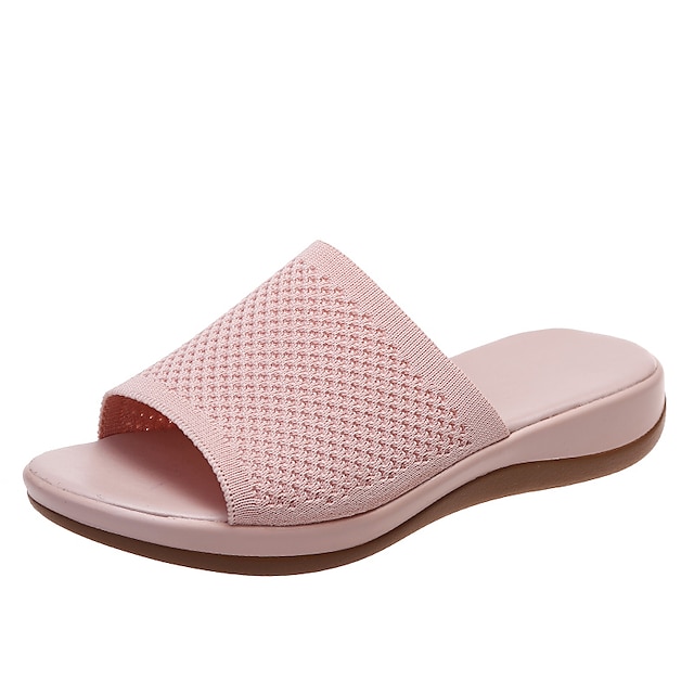 Women's Slippers Outdoor Slippers Summer Wedge Heel Mesh Loafer Pink