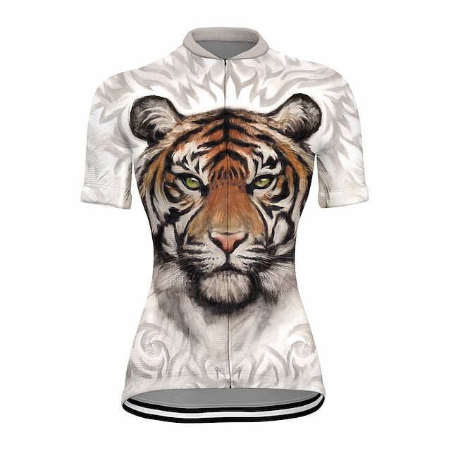 

21Grams Women's Short Sleeve Cycling Jersey Summer Spandex White Tiger Bike Top Mountain Bike MTB Road Bike Cycling Quick Dry Moisture Wicking Sports Clothing Apparel / Stretchy / Athleisure