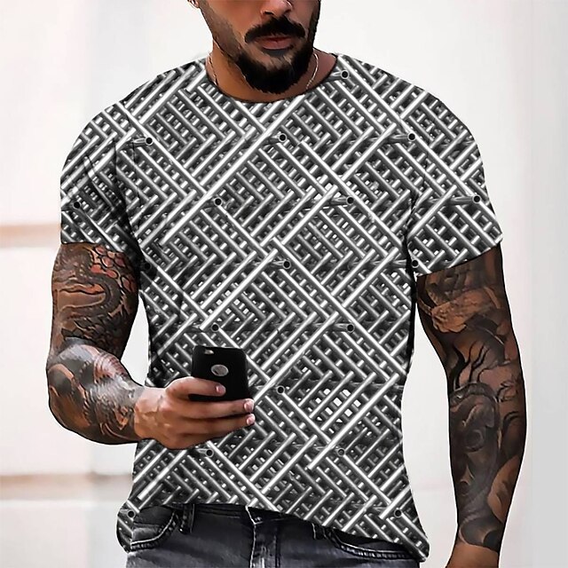 

Men's Tee T shirt 3D Print Graphic Round Neck Casual Daily 3D Print Short Sleeve Tops Fashion Designer Cool Comfortable Gray
