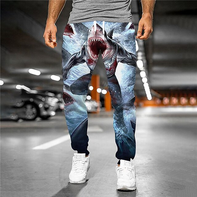 

Men's Designer Casual / Sporty Jogger Sweatpants Trousers 3D Print Elastic Drawstring Design Pants Daily Leisure Sports Micro-elastic Graphic Shark Breathable Soft Mid Waist Blue S M L XL XXL