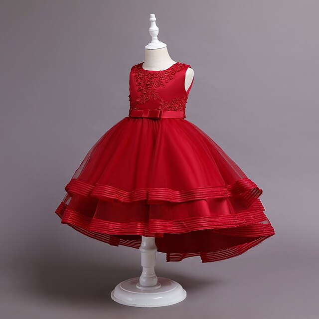 

Kids Little Girls' Dress Flower Tulle Dress Party Daily Bow Pink Red Light Blue Knee-length Sleeveless Elegant Cute Dresses Children's Day Spring Summer Slim 3-10 Years