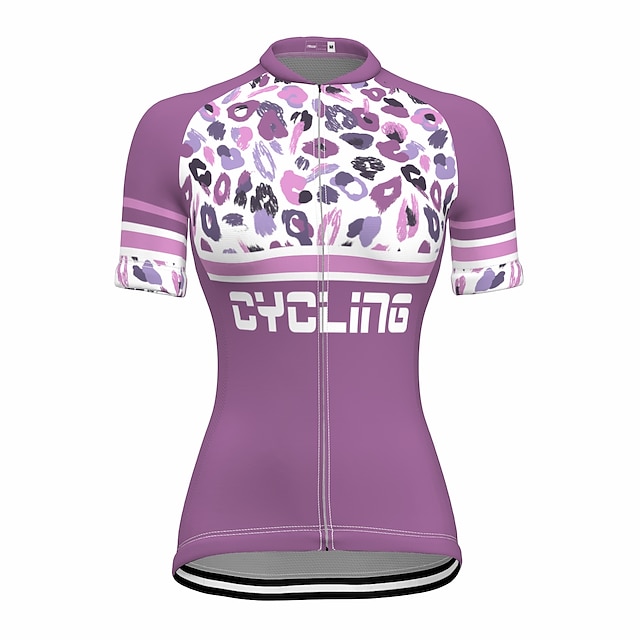 

21Grams Women's Short Sleeve Cycling Jersey Summer Spandex Fuchsia Leopard Bike Top Mountain Bike MTB Road Bike Cycling Quick Dry Moisture Wicking Sports Clothing Apparel / Stretchy / Athleisure