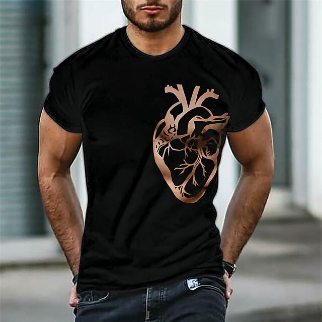 

Men's T shirt 3D Print Graphic Muscle Crew Neck Casual Daily Print Short Sleeve Tops Fashion Classic Designer Big and Tall Black