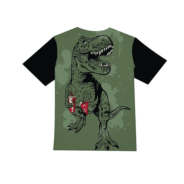 Baby & Kids Boys Clothing | Kids Boys T shirt Short Sleeve 3D Print Dinosaur Animal Green Children Tops Spring Summer Active Fas