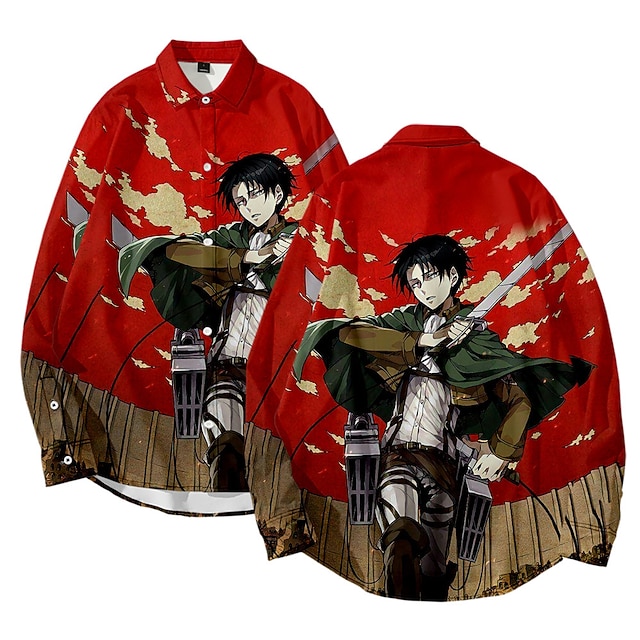 

Inspired by Attack on Titan levi ackerman Cosplay Costume Cartoon Terylene Anime Harajuku Graphic Shirt For Men's / Women's / Top / Top