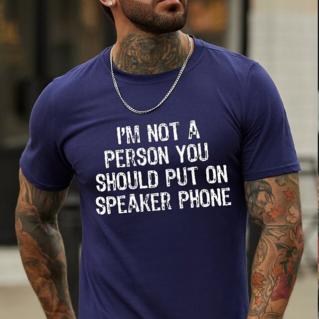 

Men's T shirt Hot Stamping Graphic Prints Letter Crew Neck Casual Daily Print Short Sleeve Tops Lightweight Fashion Big and Tall Sports Blue Black