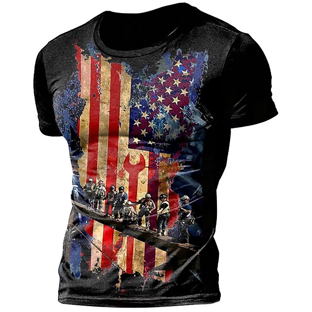 

Men's Unisex T shirt 3D Print Graphic Prints Moon National Flag Crew Neck Street Daily Print Short Sleeve Tops Casual Designer Big and Tall Sports Blue