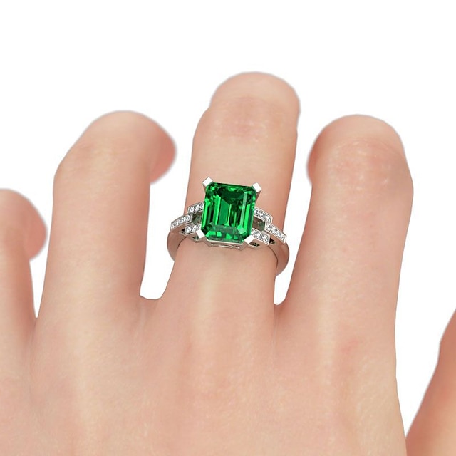  خاتم مناسب للحفلات هندسي أخضر سبيكة لوح التزلج بسيط أنيق 1PC مكعب زركونيا / نسائي / زفاف / هدية