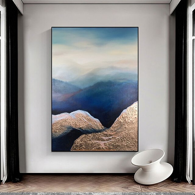 Home & Garden Wall Art | Oil Painting Hand Painted Vertical Abstract Landscape Contemporary Modern Rolled Canvas (No Frame) - BZ