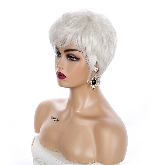 Beauty & Hair Wigs & Hair Pieces | Synthetic Wig Wavy With Bangs Machine Made Wig Short A1 Synthetic Hair Womens Soft Party Easy