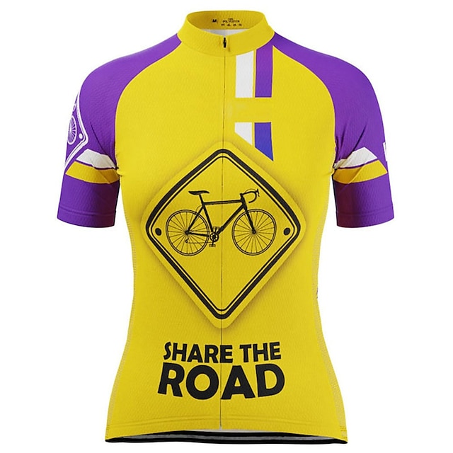 

21Grams Women's Short Sleeve Cycling Jersey Summer Spandex Yellow Bike Top Mountain Bike MTB Road Bike Cycling Quick Dry Moisture Wicking Sports Clothing Apparel / Stretchy / Athleisure