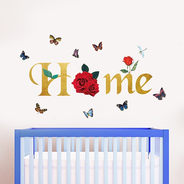 Home & Garden Home Decor | Love Home Butterfly Rose Chrysanthemums Remove Decorative Background From Childrens Room Kindergarten