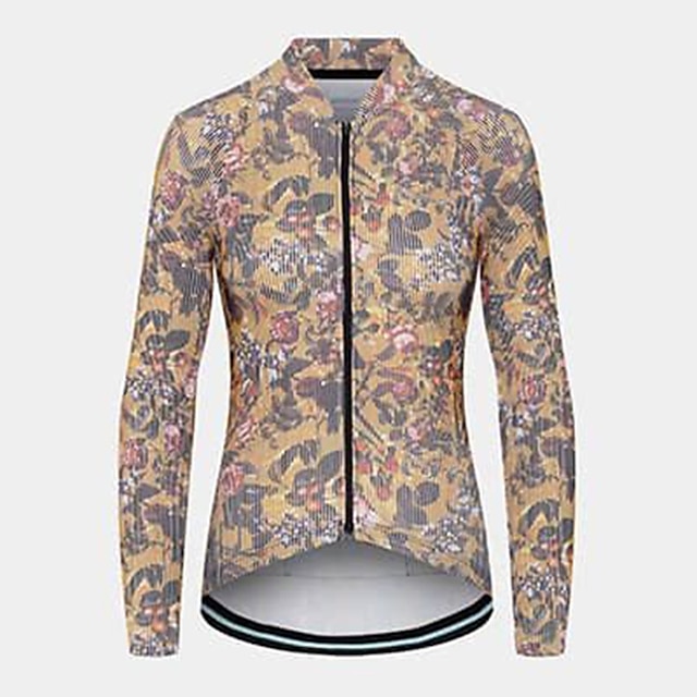 

21Grams Women's Long Sleeve Cycling Jersey Spandex Yellow Floral Botanical Bike Top Mountain Bike MTB Road Bike Cycling Quick Dry Moisture Wicking Sports Clothing Apparel / Stretchy / Athleisure