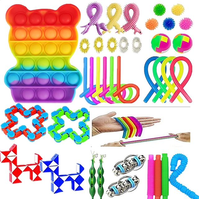 Paquete De 42 Conjunto de herramientas sensoriales intranquilo Juguetes Paquete Mano Niños Adultos Juguete de alivio de tensión 