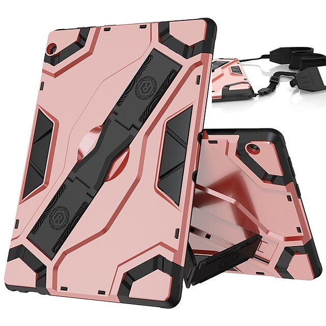 

Tablet Case Cover For Amazon Kindle Fire HD 10 / Plus 2021 Fire HD 8 / Plus 2020 Fire HD 10 2019/2017 Portable Shoulder Strap Shockproof Solid Colored Silica Gel PC