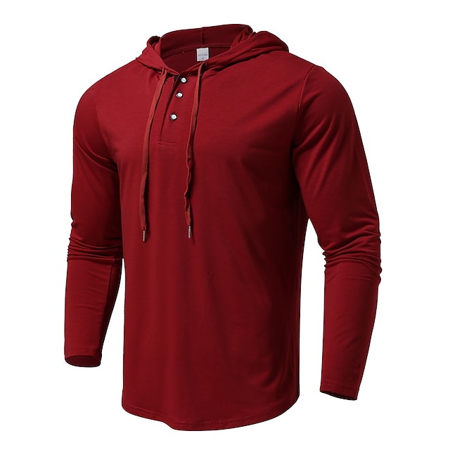 Mens Clothing Mens Hoodies & Sweatshirts | Unisex Golf Shirt non-printing Solid Color Hooded Casual Sports Drawstring Long Sleev