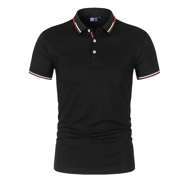  Pánské Polo trička Golfová košile Venkovní Ležérní Polo límec Žebrovaný polo límec Krátký rukáv Klasické Proužky Tlačítko Přední Tlačítko dolů Léto Běžný Modrá moře Černá Bílá Světlá růžová Rubínov
