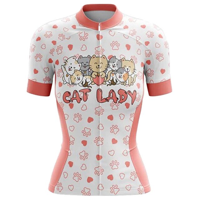 

21Grams Women's Short Sleeve Cycling Jersey Summer Spandex Pink Cat Heart Bike Top Mountain Bike MTB Road Bike Cycling Quick Dry Moisture Wicking Sports Clothing Apparel / Athleisure