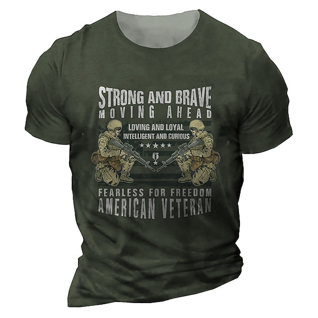 

Men's Unisex T shirt 3D Print Graphic Prints Soldier Weapon Crew Neck Street Daily Print Short Sleeve Tops Casual Designer Big and Tall Sports Black / Gray