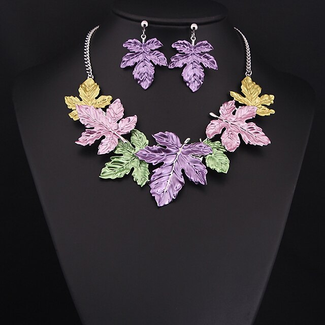 Shoes & Bags Fashion Accessories | Womens Bridal Jewelry Sets Geometrical Leaf Holiday Earrings Jewelry Green / Rainbow For Part