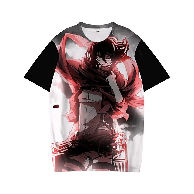 

Inspired by Attack on Titan Mikasa Ackerman T-shirt Cartoon 100% Polyester Anime Harajuku Graphic Kawaii T-shirt For Men's / Women's / Couple's