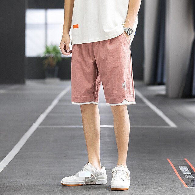 

Men's Chic Modern Casual / Sporty Shorts Patchwork Knee Length Pants Daily Gym Micro-elastic Color Block Letter Mid Waist Blue Grey Red L XL XXL 3XL 4XL