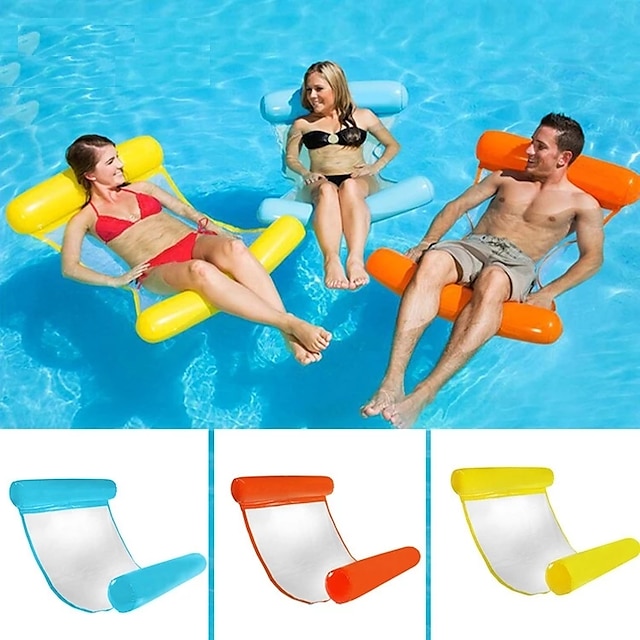 Inflatable Pool Chairs to Beach Swimming Pool Float Hammock for Adults Swimming Pool Lounger with a Manual Air Pump 2-Pack Inflatable Water Hammock Lounge 