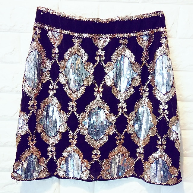 

Women's Fashion Short Skirts Date Casual / Daily Graphic Sequins Blue Purple One-Size