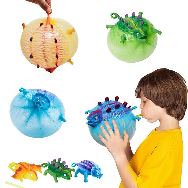  5 pcs Funny Blowing Animals Inflate Dinosaur Vent Balls Antistress Hand Balloon Fidget Party Sports Games Toys for Boy and Girls Easter Gift