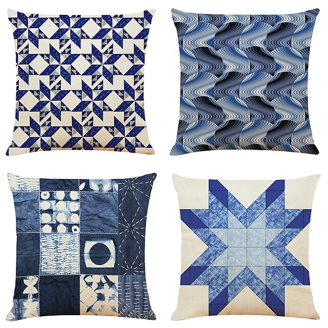 

Ink Blue Double Side Cushion Cover 4PC Soft Decorative Square Throw Pillow Cover Cushion Case Pillowcase for Bedroom Livingroom Superior Quality Machine Washable Indoor Cushion for Sofa Couch Bed Chair