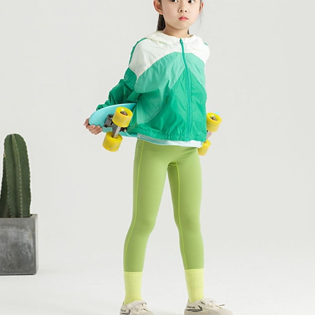 

Kids Girls' Pants Green Gray Purple Solid Colored Spring Summer Active Sport 3-8 Years