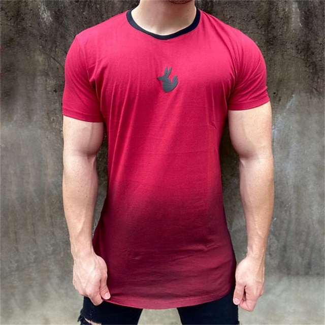 

Men's T shirt Hot Stamping Graphic Animal Crew Neck Casual Daily Print Short Sleeve Tops Lightweight Fashion Big and Tall Sports Red