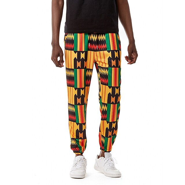 

Men's Chino Boho Jogger Chinos Sweatpants 3D Print Elastic Drawstring Design Full Length Pants Casual Color Block Graphic Prints Mid Waist Loose Orange S M L XL XXL