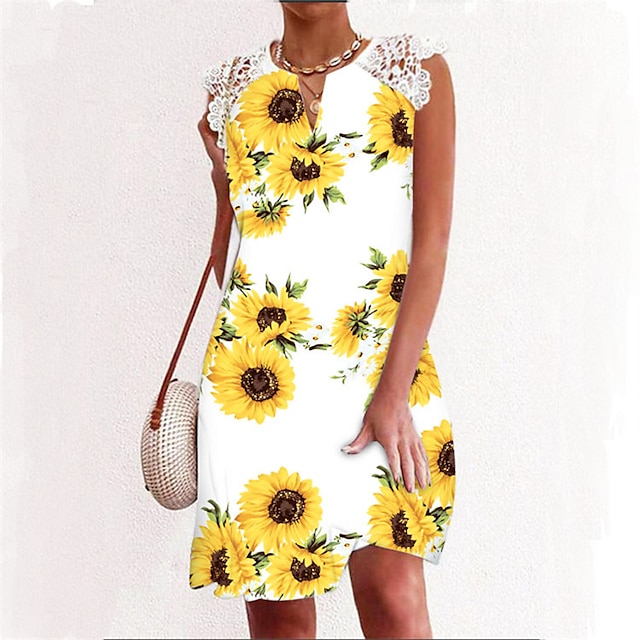 

Women's A Line Dress Short Mini Dress Green Blue White Black Pink Wine Gold Dark Gray Yellow Sleeveless Floral Tie Dye Lace Print Spring Summer V Neck Stylish Work Casual 2022 S M L XL XXL 3XL 4XL 5XL