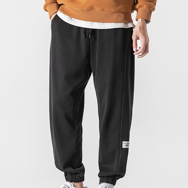 

Men's Fashion Streetwear Jogger Sweatpants Trousers Pocket Elastic Drawstring Design Pants Casual Daily Solid Color Breathable Soft Mid Waist Black Gray 5XL S M L XL