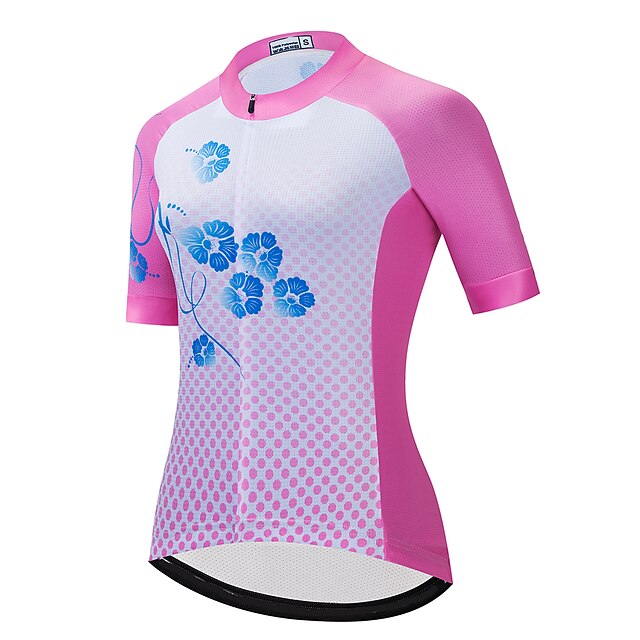 

21Grams Women's Short Sleeve Cycling Jersey Summer Spandex Pink Polka Dot Floral Botanical Bike Top Mountain Bike MTB Road Bike Cycling Quick Dry Moisture Wicking Sports Clothing Apparel / Stretchy