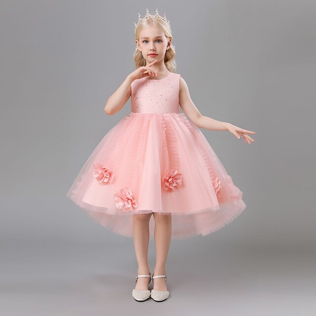 

Kids Little Girls' Dress Sequin Tulle Dress Party Birthday Sequins Patchwork White Pink Beige Knee-length Sleeveless Princess Sweet Dresses Children's Day Spring Summer Slim 3-10 Years