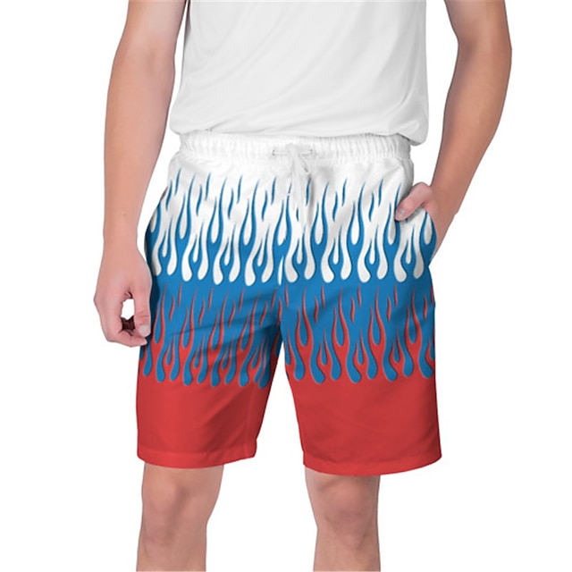 

Men's Streetwear Hawaiian Shorts Beach Shorts 3D Print Elastic Drawstring Design Short Pants Casual Daily Graphic Tartan Breathable Soft Mid Waist Blue Purple Red Black-Red S M L XL XXL
