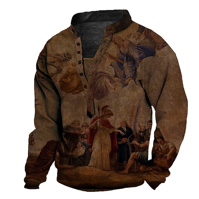 

Men's Unisex Sweatshirt Pullover Graphic Prints Human Print Casual Daily Sports 3D Print Casual Vintage Hoodies Sweatshirts Long Sleeve Brown Coffee
