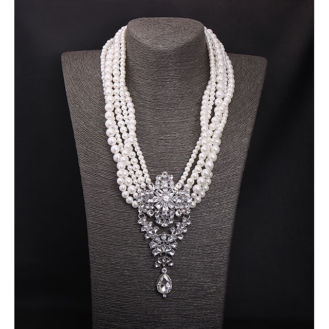  Perlenkette Perlen Künstliche Perle Damen Erklärung nette Art Layer-Look Blumen / Botanik Niedlich Unregelmässig Modische Halsketten Für Hochzeit Verlobung
