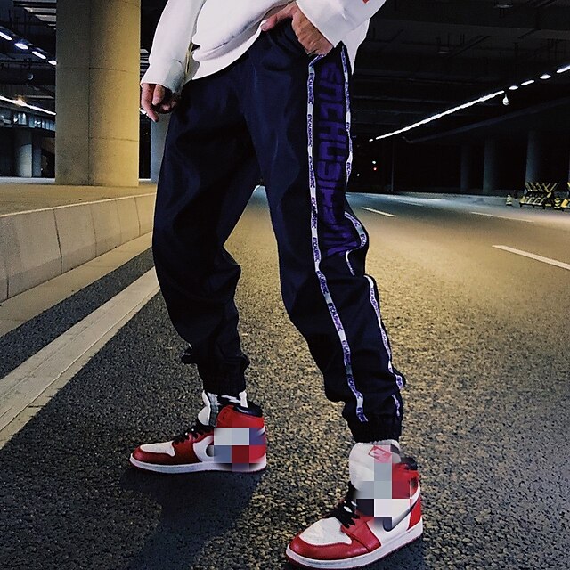 

Men's Casual / Sporty Streetwear Chinos Sweatpants Leg Drawstring Full Length Pants Party Going out Micro-elastic Solid Color Letter Breathable Outdoor Mid Waist Black Orange M L XL XXL 3XL