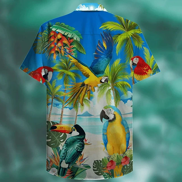 Men's Graphic Hawaiian Aloha Shirt Summer Shirt Summer Hawaiian Shirt Short Sleeve Shirt Turndown Fashion Designer Casual Outdoor Street Casual Sea Blue Blue Dark Green Print S M L 8