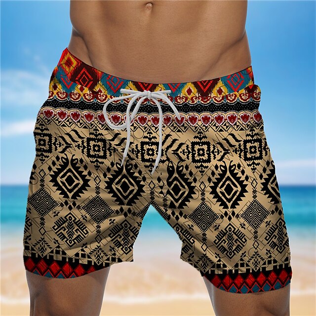 

Men's Designer Streetwear Shorts Beach Shorts 3D Print Elastic Drawstring Design Short Pants Casual Daily Micro-elastic Graphic Geometry Breathable Soft Mid Waist Brown S M L XL XXL