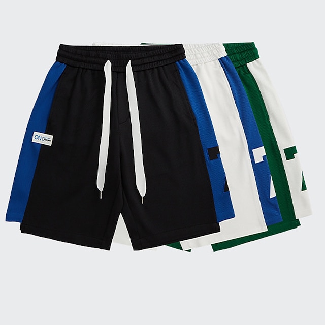 

Men's Casual / Sporty Chino Shorts Drawstring Elastic Waist Knee Length Pants Casual Daily Micro-elastic Color Block Comfort Breathable Mid Waist Green White Black S M L XL