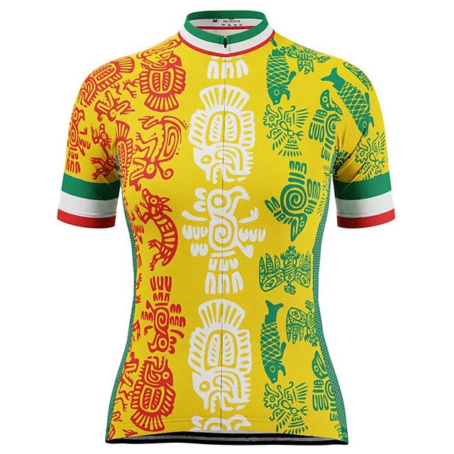 

21Grams Women's Short Sleeve Cycling Jersey Summer Spandex Green / Yellow Animal Bike Top Mountain Bike MTB Road Bike Cycling Quick Dry Moisture Wicking Sports Clothing Apparel / Stretchy